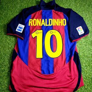 Ronaldinho Barcelona 2003 2004 DEBUT SEASON Soccer Jersey Shirt L SKU# 112586